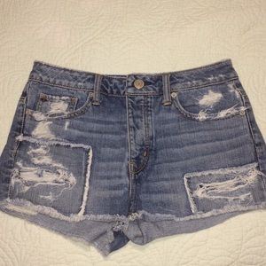 Highwaisted Distressed Jean Shorts